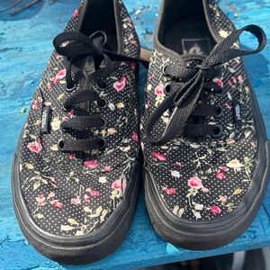 Vans Black Canvas Sneakers with Pink Floral Print